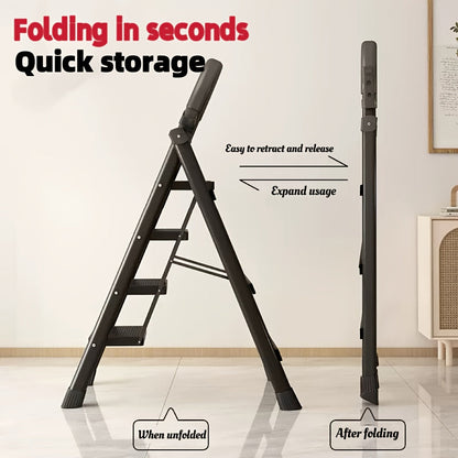 Escabeau pliant robuste, capacité 225 kg - Échelle portable antidérapante à 2/3/4/5 marches, plastique léger et durable, marchepied pliable pour la maison, la cuisine, le bureau et usage industriel