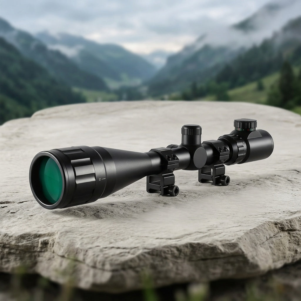 Lunette de visée 6-24x50 AO avec réticule illuminé rouge/vert - Lunette de chasse longue portée avec montage sur rail de 20 mm, viseur optique en alliage d'aluminium