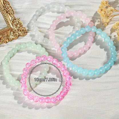 Lot de 50 bracelets de perles en verre, couleurs aléatoires – Bracelets d'amitié colorés faits main et empilables, lot en gros pour femmes, filles et enfants, cadeaux d'invités, cadeaux et création de bijoux DIY