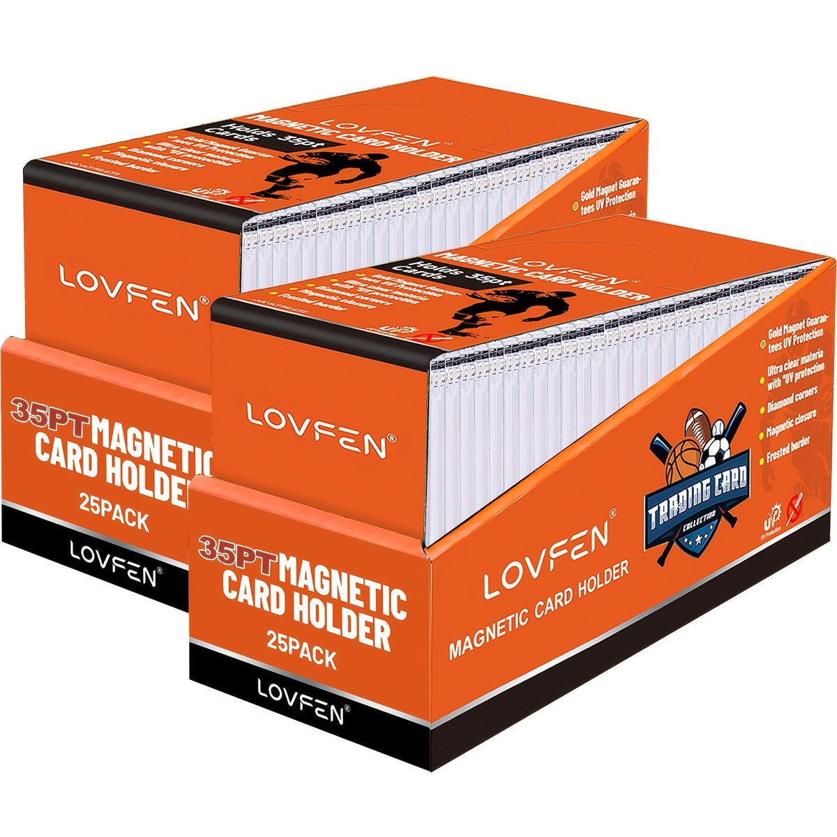Étuis magnétiques pour cartes 35pt avec protection UV – Protections ultra-fines en plastique rigide pour cartes à collectionner, étuis « One-Touch » pour cartes de sport, football, baseball, Pokémon, TCG – Lot de 25/50/100/200/400
