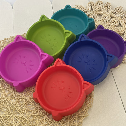 6-Pack Colorful Cat Face Pet Bowls, Durable Plastic Food & Water Dishes for Cats & Small Dogs, Easy-Clean Small Pet Feeding Bowls for Indoor Outdoor Use, Cat Birthday Party Bowls, Assorted Colors