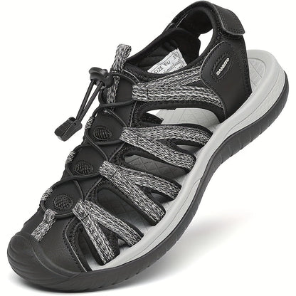 Sandales de randonnée fermées pour femmes, sandales aquatiques légères et antidérapantes avec lacets élastiques réglables et bride auto-agrippante, chaussures de sport respirantes pour la plage, le camping, la pêche, les voyages et la marche