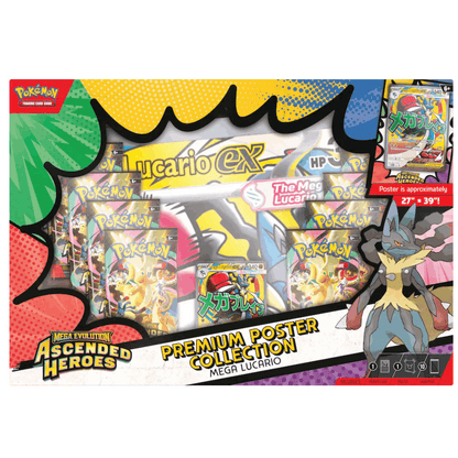 Pokemon TCG Mega Evolution Ascended Heroes Premium Poster Collection 10 Booster Packs Full Art Foil Promo Card Large Poster Mega Gardevoir ex Mega Lucario ex Gift for Collectors