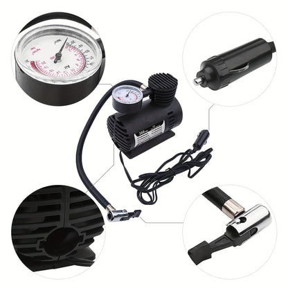 Compresseur d'air compact 12V 300 PSI – Gonfleur de pneus portable pour voitures, vélos, motos et ballons, se branche sur l'allume-cigare, sans batterie nécessaire | Velora