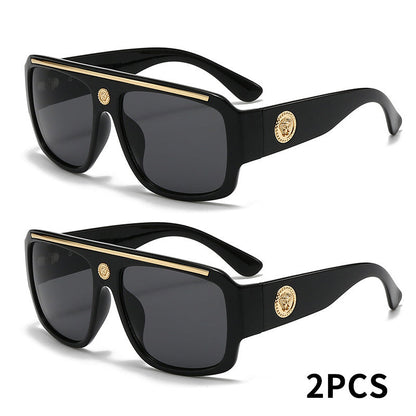 Lot de 2 lunettes de mode carrées Cyberpunk pour homme avec monture en métal – Lunettes de soleil légères style urbain pour homme, 8 options de couleur, usage quotidien et cadeau