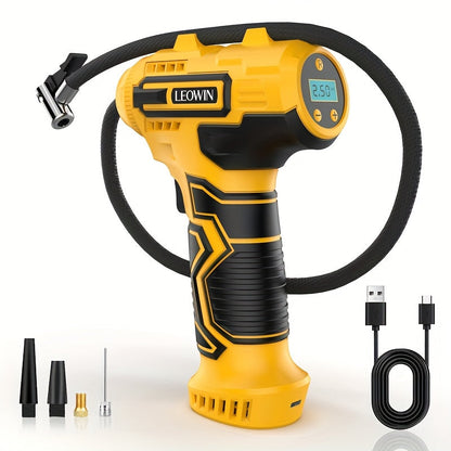Compresseur d'air portable pour pneus – Pompe à air sans fil 150 PSI avec arrêt automatique, manomètre numérique et lampe LED pour voitures, motos, vélos et ballons, rechargeable