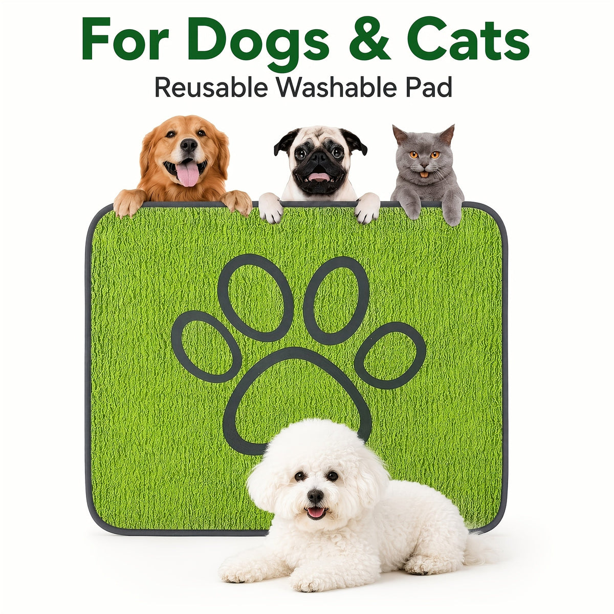 Tapis de propreté lavable pour chien - Alèse réutilisable antidérapante en polyester super absorbant pour cage, canapé et sol, tapis d'éducation résistant aux déchirures et lavable en machine pour petits et moyens chiens, tailles S et L