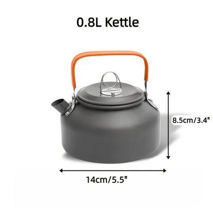 Kit de cuisine de camping 8/9/14/15 pièces, ensemble de cuisson portable antiadhésif en alliage d'aluminium avec bouilloire, casserole, poêle, assiettes et ustensiles, équipement de cuisine léger pour randonnée et voyage