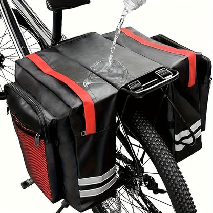 Ensemble de sacoches de vélo 50 L – Sacoche de porte-bagages, sacoche de selle et sac à bandoulière 3 en 1, accessoires de cyclisme professionnels pour le vélotaf, le cyclotourisme et les sorties en plein air, Rouge Noir Bleu
