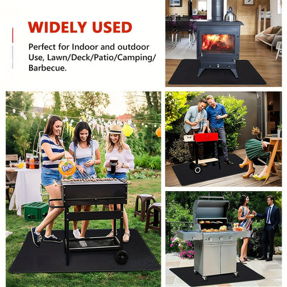 Tapis de barbecue et protection pour brasero – Protection de terrasse ignifugée et résistante à la chaleur double face, imperméable et résistante à l'huile, facile à nettoyer, 7 tailles pour barbecues d'extérieur, cheminées, braseros et fumoirs