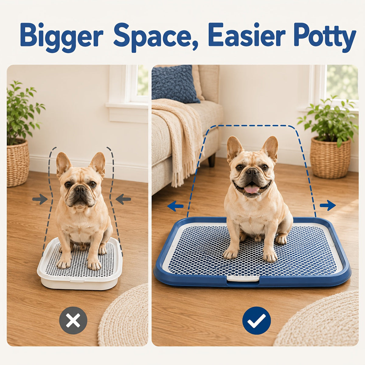 Bac à litière étanche pour chien, toilettes d'intérieur pour chiot avec grille amovible, support de tapis de propreté lavable pour l'apprentissage des chiots en appartement, station sanitaire pour petits et moyens chiens