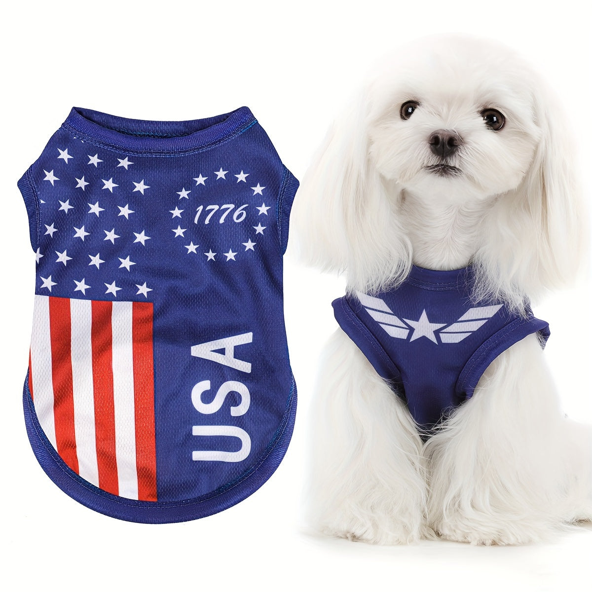 Gilet pour chien drapeau américain patriotique - Vêtement pour animal de compagnie fierté USA pour le 4 juillet, le Memorial Day et les activités en plein air, t-shirt en tricot pour toutes les races