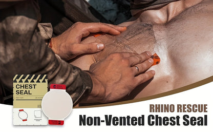 Pansement thoracique d'urgence non ventilé RHINO RESCUE – Fourniture médicale IFAK portable pour plaies thoraciques aspirantes, nylon PA, éligible FSA/HSA, jaune