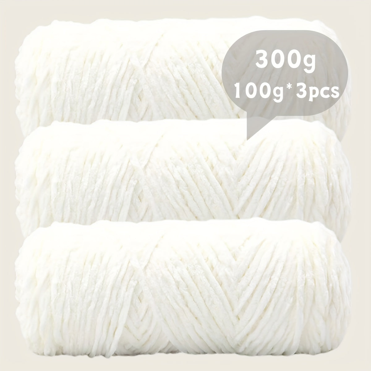 Fil chenille velours, lot de 3 pelotes de 300 g (3 x 100 g), laine douce et épaisse pour tricot et crochet, 47 couleurs, idéal pour débutants, artisanat de luxe pour pulls, écharpes, bonnets, poupées, sacs, amigurumi et projets DIY