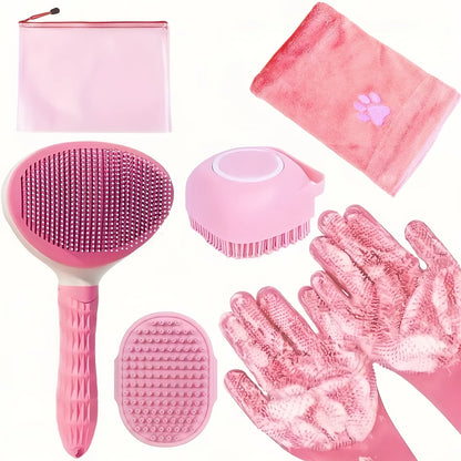 Kit de toilettage pour chien 6 pièces – Brosse, gants de lavage en silicone, serviette en microfibre et outil de mue, sans électricité, kit de soins essentiels pour un pelage brillant, cadeau pour propriétaires de chiens
