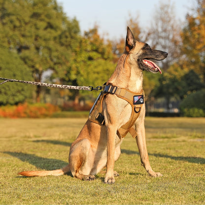 Harnais tactique pour chien – Gilet anti-traction style militaire pour animal de compagnie avec poignée de contrôle, ajustement sécurisé pour chiens actifs, motif uni, tailles S à XL, idéal pour le dressage, la randonnée et la marche