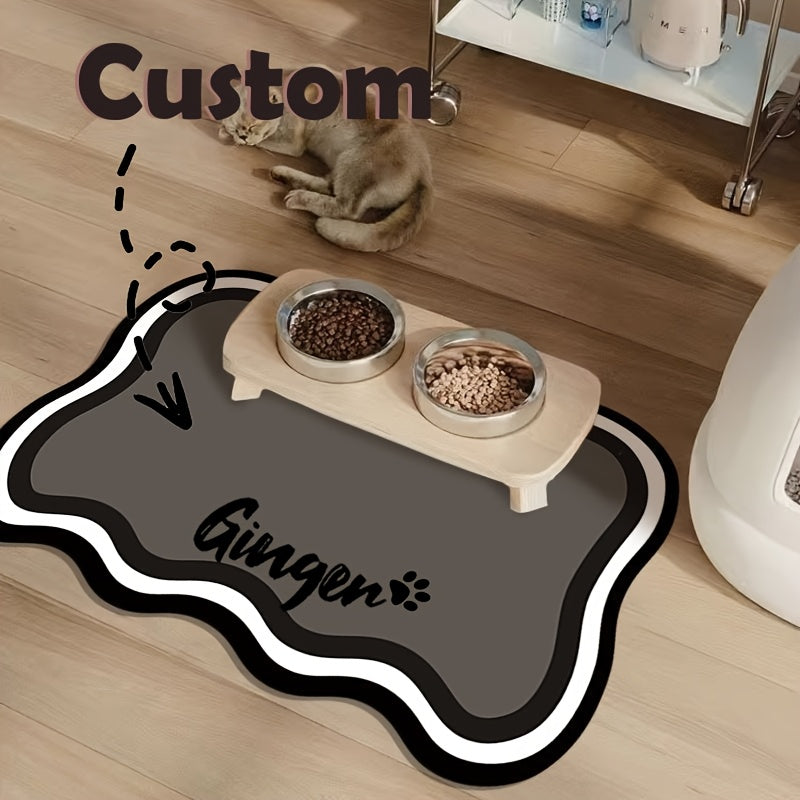 Tapis de nourriture pour animaux personnalisé avec nom – Tapis de gamelle antidérapant et étanche pour chiens et chats – Tapis élégant et imperméable, cadeau personnalisé idéal pour les propriétaires d'animaux
