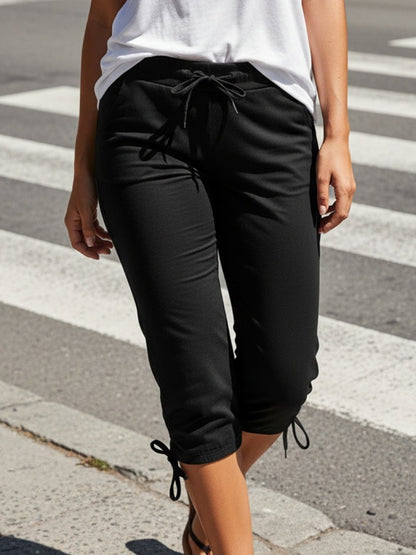 Lot de 4 pantalons courts légers pour femme – Pantacourts amples à taille cordon, bas d'été décontractés et respirants, tailles S-XXL, assortiments de couleurs variés