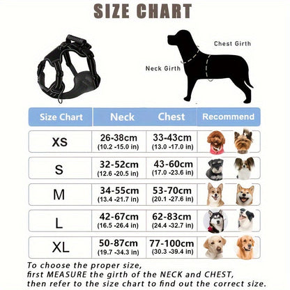 Ensemble harnais anti-traction et laisse 6-en-1 pour chien – Gilet réfléchissant en tissu Oxford sans étranglement avec double attache de laisse et poignée de contrôle facile pour chiens petits, moyens et grands, 5 couleurs, du XS au XL