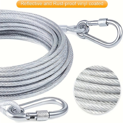 Câble d'attache robuste pour chien, 113 kg, design réfléchissant et mousqueton pivotant en acier inoxydable – Laisse anti-nœuds pour grands chiens – Cour, extérieur et camping – Options 76 cm / 15 m / 4,5 m – Velora