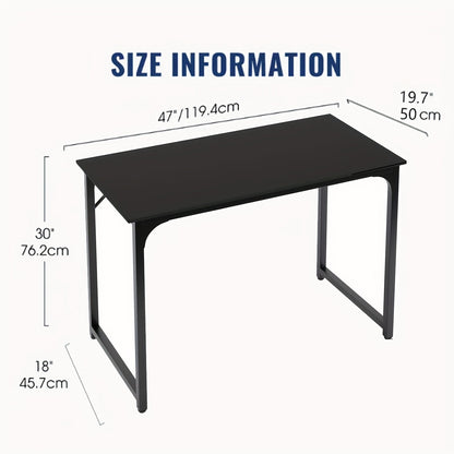 Bureau d'ordinateur 32/39/47 pouces – Bureau moderne pour écriture et gaming avec cadre en métal robuste, poste de travail pour bureau à domicile, PC, ordinateur portable et moniteur, 3 tailles disponibles