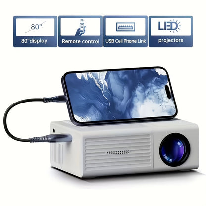 Mini projecteur portable, prise en charge 4K, natif 720P LCD – Projecteur de cinéma maison et d'extérieur compatible avec iPhone, Android, ordinateur portable, USB, HDMI pour jeux, films et présentations