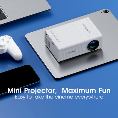 Mini projecteur portable 1080P Full HD, projecteur de cinéma maison et d'extérieur – compatible avec la duplication d'écran de téléphone iOS et Android, clé TV, USB, HDMI et ordinateur portable