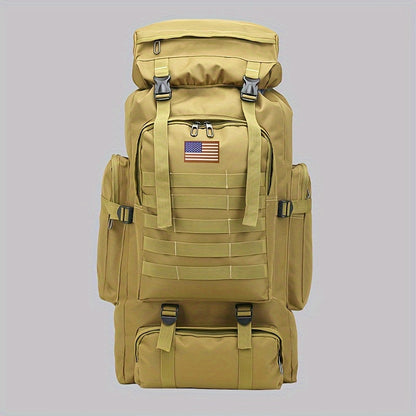 Sac à dos de randonnée tactique 80 L, sac d'assaut 3 jours – Système MOLLE unisexe en tissu Oxford réglable pour la randonnée, le camping, la chasse, les voyages et le sport, 6 couleurs