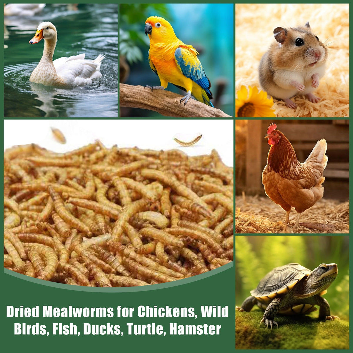 Vers de farine séchés pour poules, oiseaux sauvages et canards – Aliment naturel riche en protéines pour poules, tortues, poissons, lézards et hamsters, nourriture animale séchée sans OGM, plusieurs formats de 0,6 à 40 livres