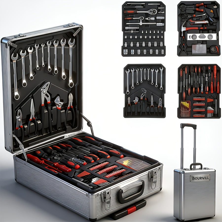 Ensemble d'outils professionnels de 52 pièces - Acier au chrome-vanadium, boîte à outils portable pour réparations domestiques et automobiles, kit d'outils à main multifonction pour passionnés et professionnels, cadeau idéal pour homme