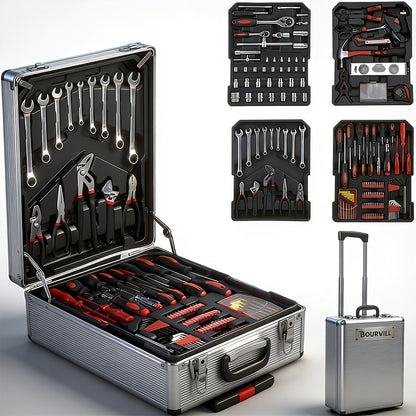 Ensemble d'outils professionnels de 52 pièces - Acier au chrome-vanadium, boîte à outils portable pour réparations domestiques et automobiles, kit d'outils à main multifonction pour passionnés et professionnels, cadeau idéal pour homme