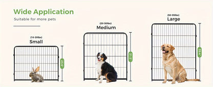 Parc pour chiens 8 ou 16 panneaux, chenil en métal à monter soi-même avec porte pour grands, moyens et petits chiens – 24, 32, 40 pouces, enclos pour chiots intérieur/extérieur, facile à assembler et à déplacer
