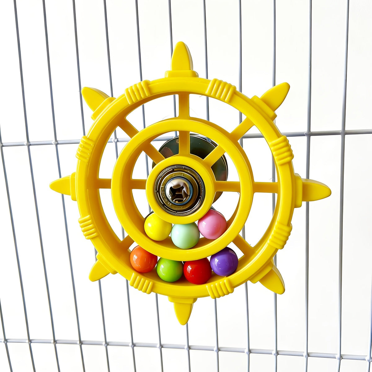 Jouet pour oiseaux à roue tournante colorée avec disque rotatif et perles, accessoire de cage interactif et anti-stress pour perruches, calopsittes et canaris, couleurs multiples