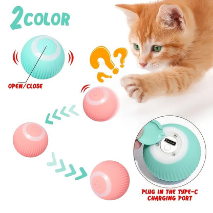 Jouet intelligent et automatique pour chat en forme de balle roulante – Batterie rechargeable 150 mAh, balle interactive auto-motrice pour des heures de jeu et d'exercice en intérieur, jouet électronique pour chaton