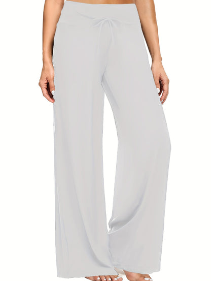 Pantalon palazzo large pour femme, lot de 4 – Pantalon fluide, extensible et décontracté à taille haute pour la plage ou la détente, pantalon habillé ample pour le quotidien, les vacances, l'été et grandes tailles – S à XXL, noir et couleurs assorties