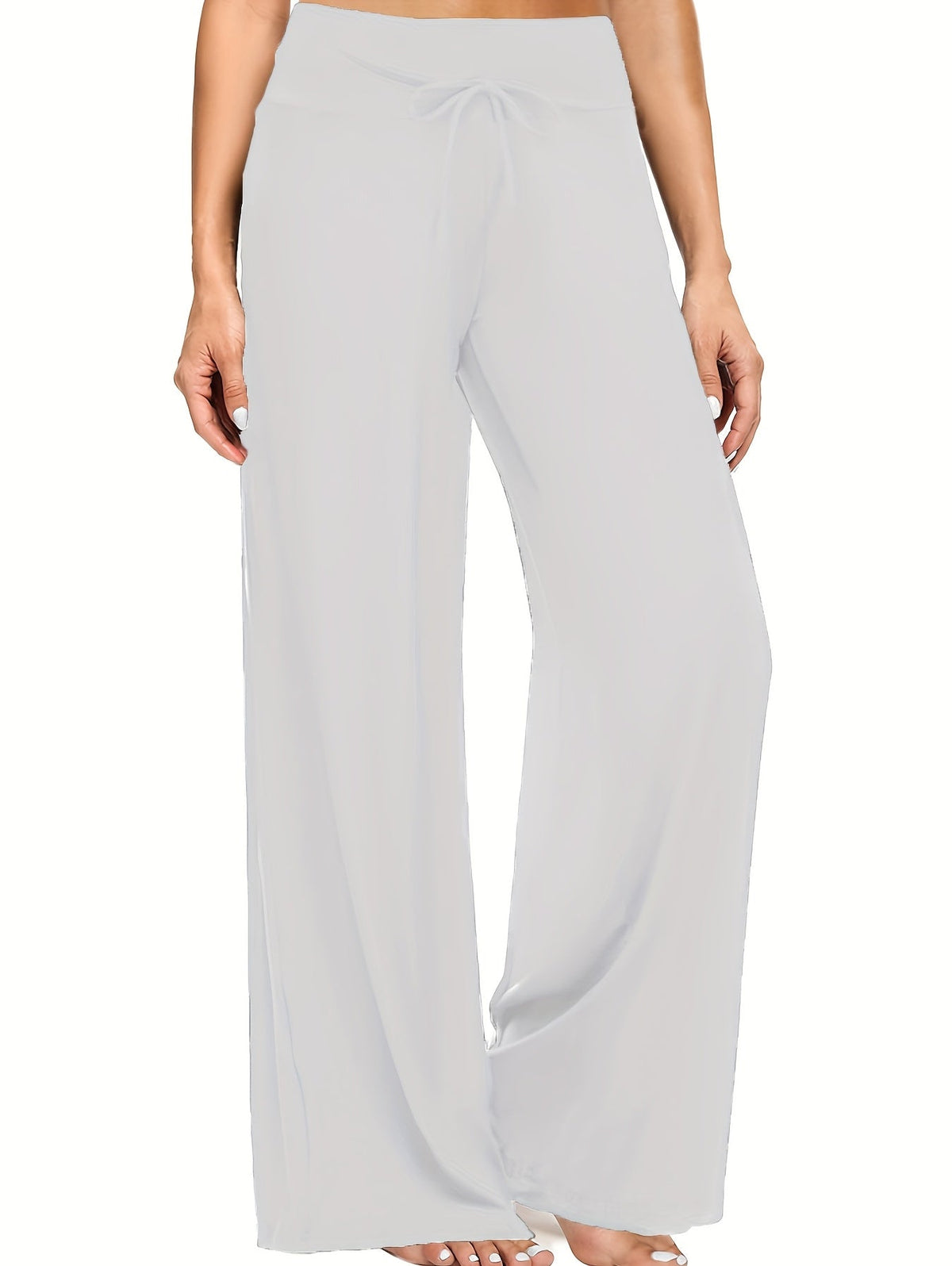 Pantalon palazzo large pour femme, lot de 4 – Pantalon fluide, extensible et décontracté à taille haute pour la plage ou la détente, pantalon habillé ample pour le quotidien, les vacances, l'été et grandes tailles – S à XXL, noir et couleurs assorties