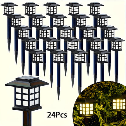 Lampes solaires d'extérieur à LED pour allée de jardin, éclairage paysager étanche IP44 pour trottoir, allée, pelouse, cour – Blanc chaud, lot de 6, 12 ou 24 – Décoration de Noël et de fêtes