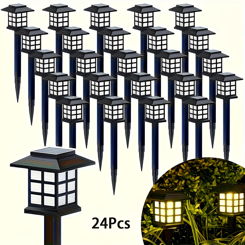 Lampes solaires d'extérieur à LED pour allée de jardin, éclairage paysager étanche IP44 pour trottoir, allée, pelouse, cour – Blanc chaud, lot de 6, 12 ou 24 – Décoration de Noël et de fêtes