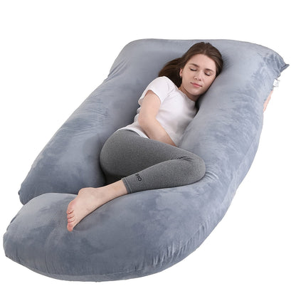 Oreiller de maternité en forme de J, coussin de grossesse corps entier avec taie d'oreiller – soutien du dos, des jambes et du ventre pour un sommeil réparateur, tailles 41" et 60", coloris et tissus variés, idéal comme cadeau de naissance