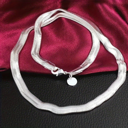Collier chaîne serpent plat en argent sterling 925 – Bijou unisexe minimaliste et élégant, chaîne serpentine lisse de 51 cm, cadeau idéal pour mariages, fêtes, Noël et occasions spéciales