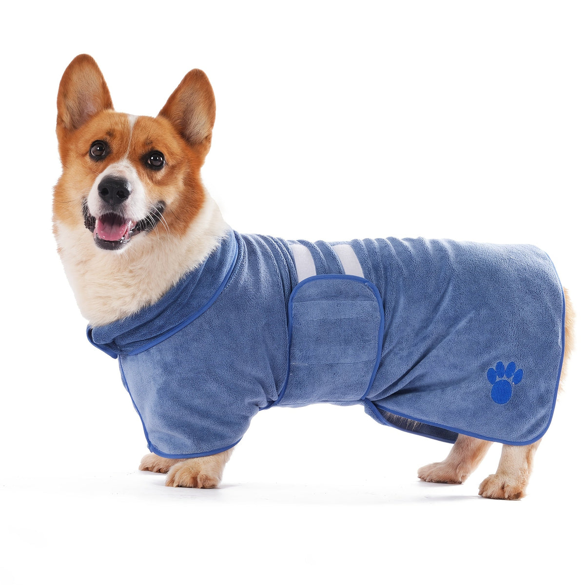 Peignoir de bain à séchage rapide pour chiens et chats – Manteau en microfibre absorbante avec détail brodé, peignoir de séchage mains libres pour chiens moyens et grands après le bain, la baignade ou la pluie
