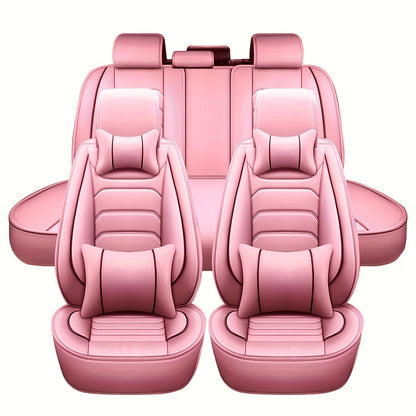Housses de siège auto en similicuir, ensemble complet 5 places – Protection intégrale 360° imperméable, rembourrage en mousse souple, revêtement antidérapant, ajustement universel pour voitures, camions, berlines et SUV, 6 couleurs disponibles