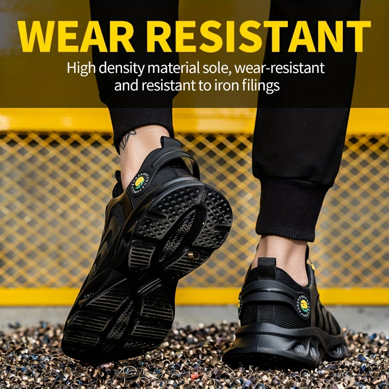 Chaussures de sécurité à embout d'acier pour hommes, largeur large, anti-perforation avec boucle rotative – Bottes de travail antidérapantes et rembourrées pour la construction, l'industrie et l'entrepôt, tailles US 6,5–13,5