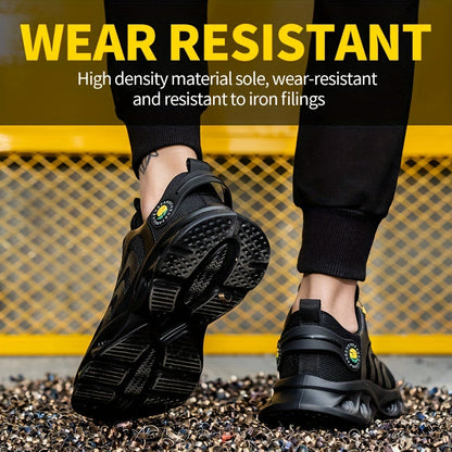 Chaussures de sécurité à embout d'acier pour hommes, largeur large, anti-perforation avec boucle rotative – Bottes de travail antidérapantes et rembourrées pour la construction, l'industrie et l'entrepôt, tailles US 6,5–13,5