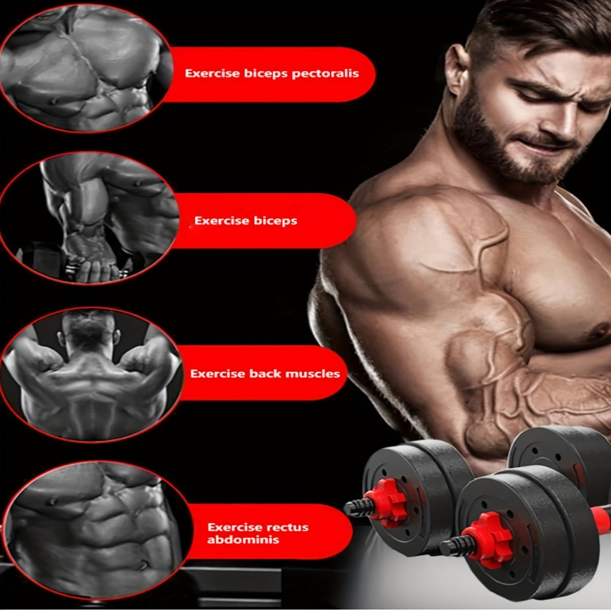 Set d'haltères réglables 10 kg & 20 kg pour hommes et femmes – Équipement de musculation pour salle de sport à domicile avec barre de connexion et disques pour entraînement de force, renforcement musculaire et remise en forme
