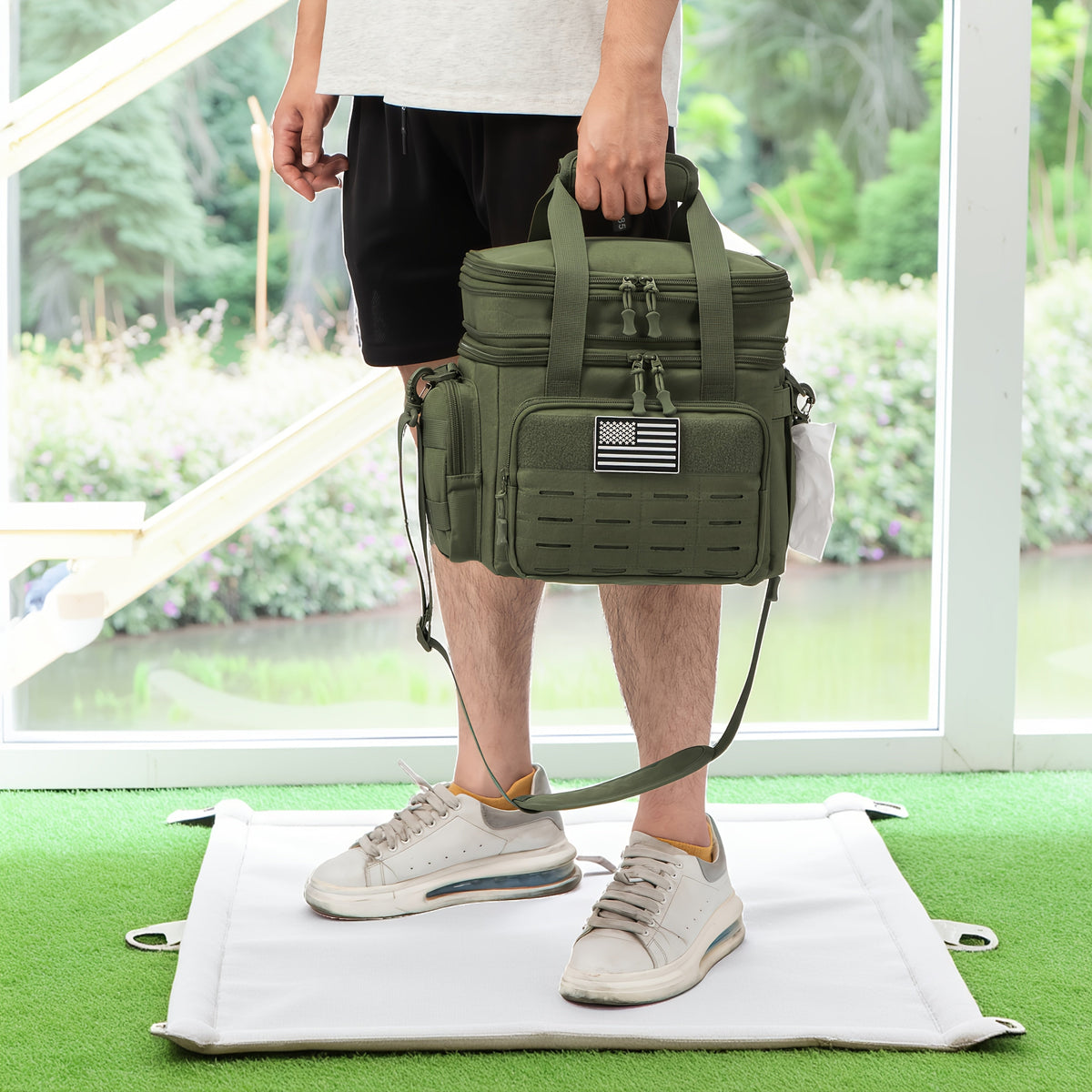 Sac à déjeuner tactique pour hommes 18 L – Glacière isolante extensible et résistante avec système MOLLE, sac isotherme étanche pour le travail, le camping, les activités en plein air et les pique-niques, disponible en kaki, noir et vert