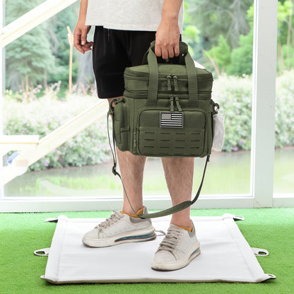 Sac à déjeuner tactique pour hommes 18 L – Glacière isolante extensible et résistante avec système MOLLE, sac isotherme étanche pour le travail, le camping, les activités en plein air et les pique-niques, disponible en kaki, noir et vert