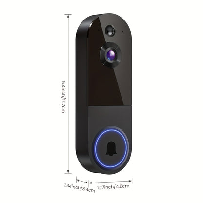 Sonnette vidéo intelligente sans fil 2K – Sonnette Wi-Fi avec vision nocturne, capture d'écran par IA, interphone bidirectionnel, batterie rechargeable et stockage local, caméra de sécurité pour porte d'entrée