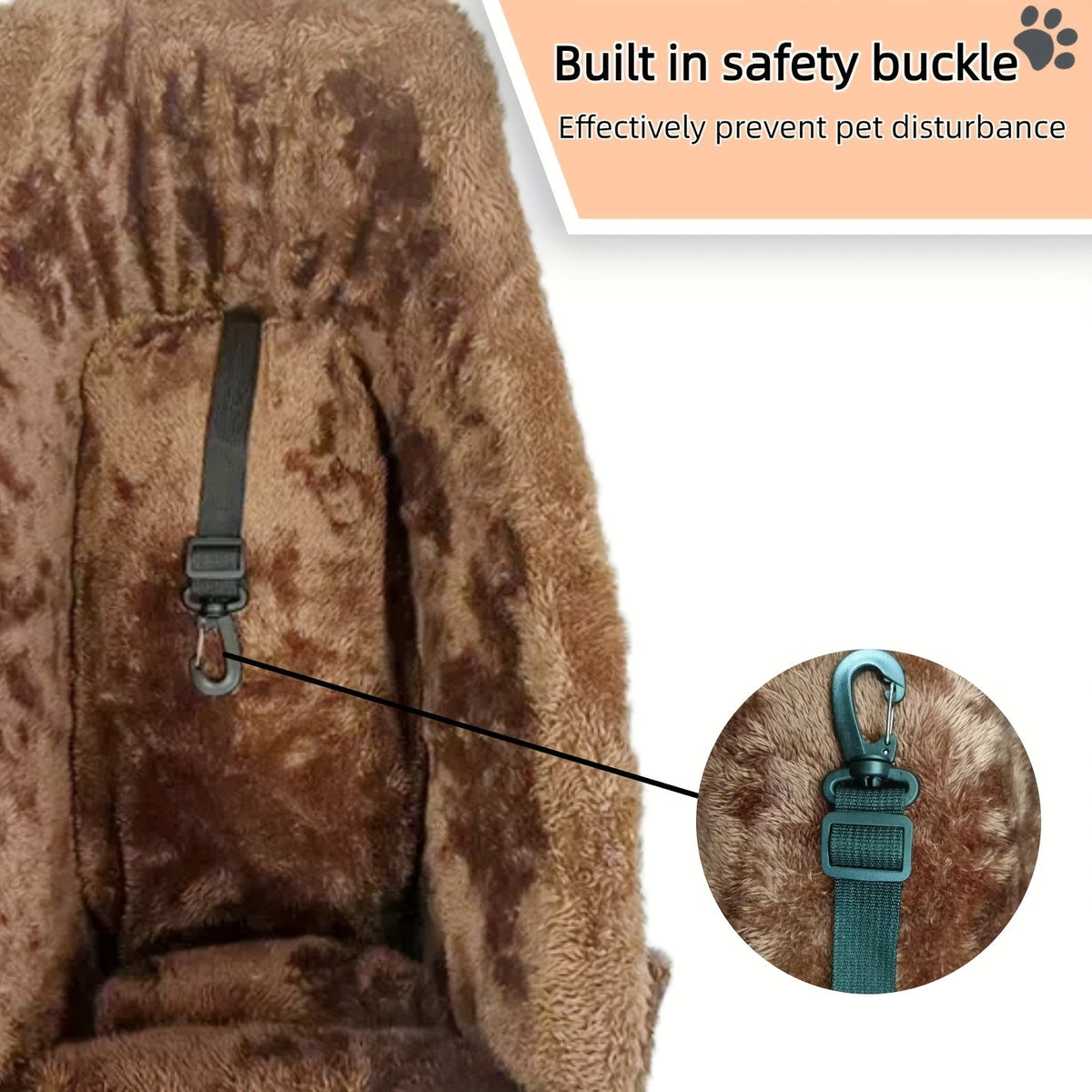 Nid pour console d'accoudoir de voiture pour animaux – Siège-lit portable pour petit chien et chat, nid pour console centrale avec motif d'empreintes de pattes, compagnon de voyage confortable pour petits animaux, empreintes noires et grises