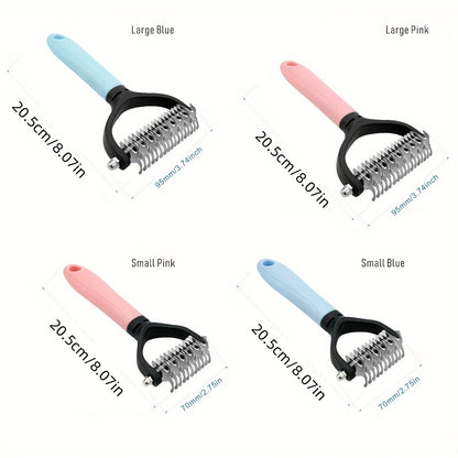 Peigne de démêlage pour animaux, lot de 2, râteau à sous-poil double face pour chiens et chats – Brosse de mue en acier inoxydable pour éliminer les nœuds, les enchevêtrements et les poils morts, pour grandes et petites tailles